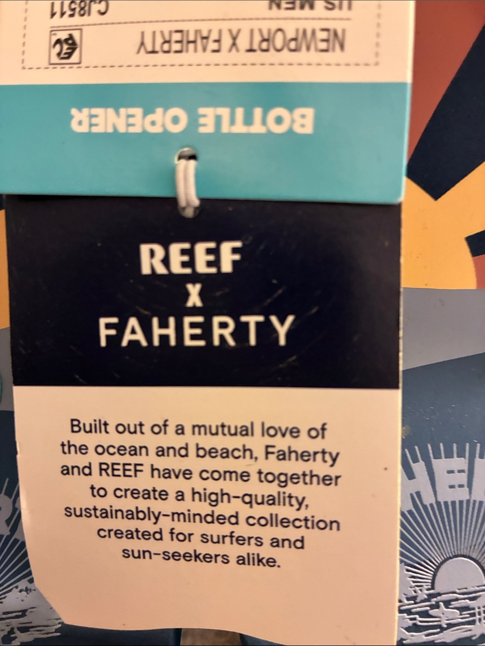 Fahrrty x Reef collab Unisex Navy, Mustard & Rust Sunset Graphic Flip Flops - Picture 6 of 7